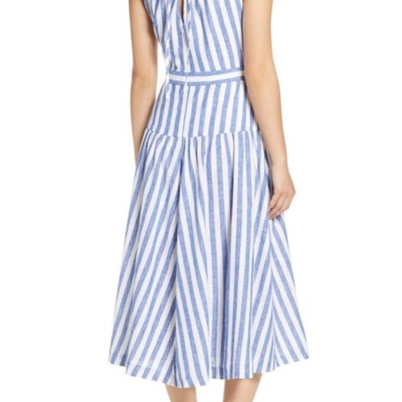 NEW Eliza J Stripe Halter Linen Blend Midi Dress - Picture 4 of 4